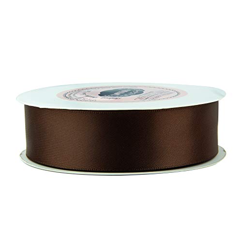 LEEQE Double Face Brown Satin Ribbon 1 inch X 25 Yards Polyester Brown  Ribbon for gift Wrapping Very Suitable for Weddings Party