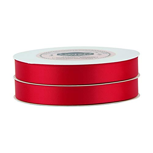 1-1/2 Wide x 100 Yards Single Face Polyester Satin Ribbon, Red Satin Ribbon for Crafts, Gift, Hair Bows, Wedding Party Decoration, Bow Making & Other