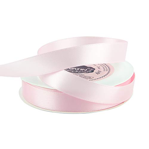 VATIN 5/8 inch Double Faced Polyester Light Pink Satin Ribbon - 25 Yard  Spool, Perfect for Wedding Decor, Wreath, Baby Shower,Gift Package Wrapping