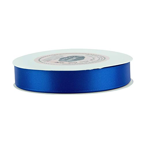 LEEQE Double Face Royal Blue Satin Ribbon 7/8 inch x 25 Yards Polyester Royal Blue Ribbon for Gift Wrapping Very Suitable for Weddings Party