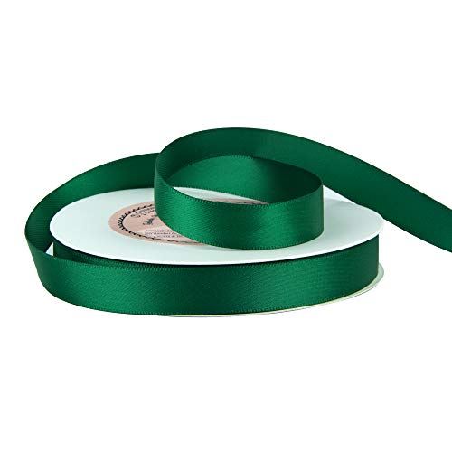 VATIN 1/2 inches Double Faced Forest Green Polyester Satin Ribbon