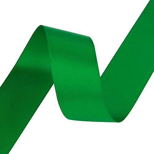 Emerald Green Ribbon, Double Faced Satin Ribbon, Widths Available: 1 1/2,  1, 6/8, 5/8, 3/8, 1/4, 1/8 
