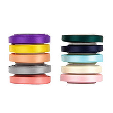 VATIN Solid Color Double Sided Polyester Satin Ribbon 10 Colors 1/4" X 5 Yard Each Total 50 Yds Per Package Ribbon Set #4