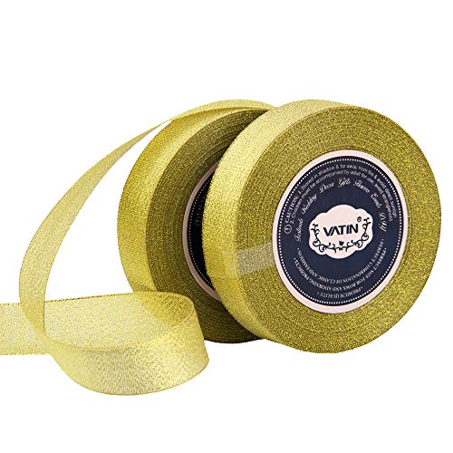 VATIN Glitter Metallic Gold Ribbon 1 inches Wide Sparkly Fabric Gorgeo –  Vatin Ribbon