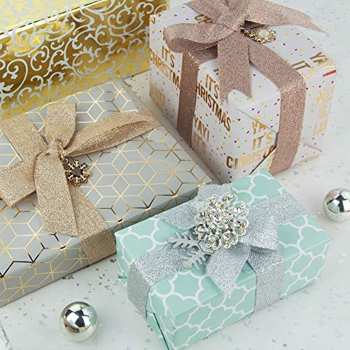 VATIN 1 inch Wide Luxury Glitter Champagne Soft Double Faced Gift Wrap –  Vatin Ribbon