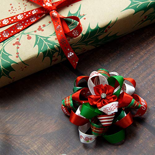 Christmas Ribbon, 10yards 10mm Wide Christmas Wrapping Ribbon