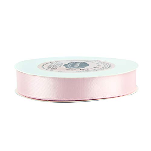 5/8 x 100 Yards Satin Ribbon - Light Pink Silk Ribbon with Spool - Ideal  for