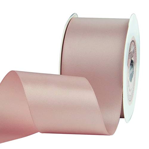 VATIN 2 inches Solid Rose Gold Double Faced Polyester Satin Ribbon for Craft, Gift Wrapping, Hair Bow, Wedding Deco 25 Yard Spool