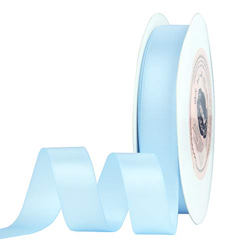 VATIN 5/8 inch Double Faced Polyester Light Blue Satin Ribbon - 25 Yard Spool, Perfect for Wedding Decor, Wreath, Baby Shower,Gift Package Wrapping and Other Projects