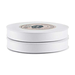 VATIN 1/2" Grosgrain Ribbon, 50-Yard,25 Yards Each Roll Perfect for Wedding Decor, Wreath, Baby Shower,Gift Package Wrapping and Other Projects White