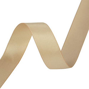 VATIN 5/8 inch Double Faced Polyester Tan Satin Ribbon - 25 Yard Spool, Perfect for Wedding Decor, Wreath, Baby Shower,Gift Package Wrapping and Other Projects