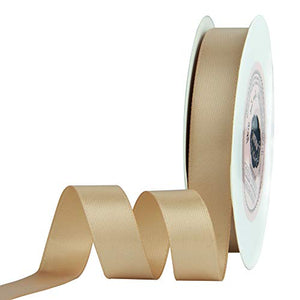 VATIN 5/8 inch Double Faced Polyester Tan Satin Ribbon - 25 Yard Spool, Perfect for Wedding Decor, Wreath, Baby Shower,Gift Package Wrapping and Other Projects
