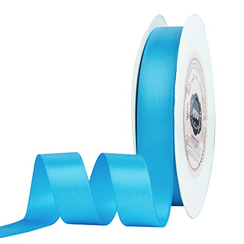 VATIN 5/8 inch Double Faced Polyester Turquoise Satin Ribbon - 25 Yard Spool, Perfect for Wedding Decor, Wreath, Baby Shower,Gift Package Wrapping and Other Projects