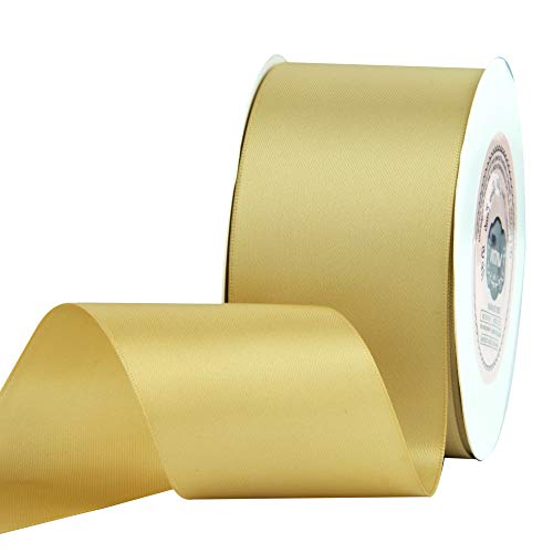 Yellow Gold 2 1/2 Inch x 50 Yards Satin Double Face Ribbon