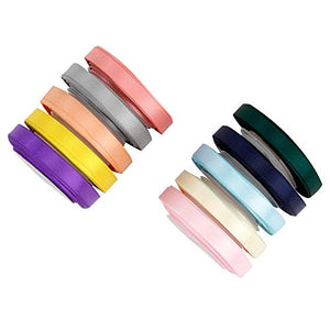 VATIN Solid Color Double Sided Polyester Satin Ribbon 10 Colors 1/4" X 5 Yard Each Total 50 Yds Per Package Ribbon Set #4
