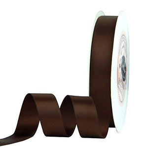 VATIN 5/8 inch Double Faced Polyester Brown Satin Ribbon - 25 Yard Spool, Perfect for Wedding Decor, Wreath, Baby Shower,Gift Package Wrapping and Other Projects