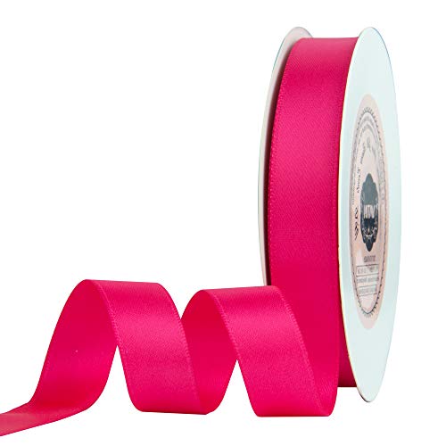 VATIN 5/8 inch Double Faced Polyester Shocking Pink Satin Ribbon - 25 Yard Spool, Perfect for Wedding Decor, Wreath, Baby Shower,Gift Package Wrapping and Other Projects