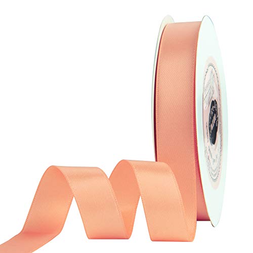 VATIN 5/8 inch Double Faced Polyester Peach Satin Ribbon - 25 Yard Spool, Perfect for Wedding Decor, Wreath, Baby Shower,Gift Package Wrapping and Other Projects