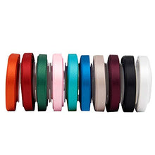 VATIN Solid Color Double Sided Polyester Satin Ribbon 10 Colors 1/4 inch X 5 Yard Each Total 50 Yds Per Package Ribbon Set #5