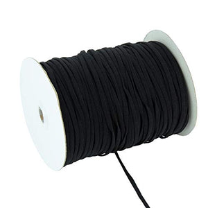 VATIN 150 Yards 1/4" Width Elastic Mask Strap String Black Flat Cord Securing Holder Earloop Band, Soft Ear Tie Rope Handmade DIY Craft for Mask Sewing Stretchy Trim