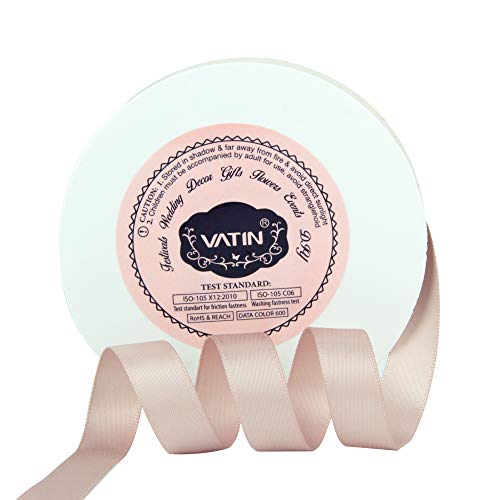VATIN 1/2 inches Double Faced Vanilla Polyester Satin Ribbon - 50 Yards for Gift Wrapping Ornaments Party Favor Braids Baby Shower Decoration Floral Arrangement Craft Supplies