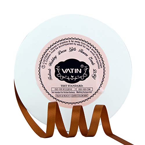 VATIN 1/4 inches Double Faced Copper Polyester Satin Ribbon - 50 Yards for Gift Wrapping Ornaments Party Favor Braids Baby Shower Decoration Floral Arrangement Craft Supplies