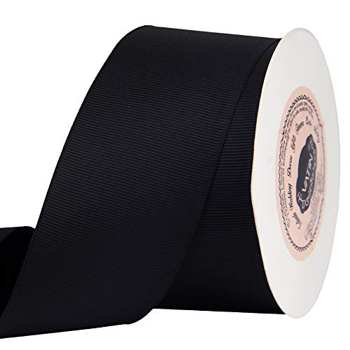 1 inch 25 Yards Solid Black Grosgrain Ribbon Perfect for Crafts Wedding Decor DIY Hair Accessories Bows Baby Shower Sewing Gift Package Wrapping