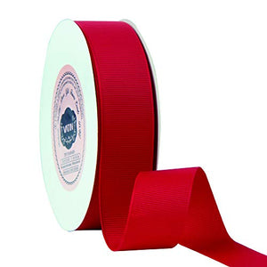 VATIN 1" Grosgrain Ribbon, 50-Yard,25 Yards Each Roll Perfect for Wedding Decor, Wreath, Baby Shower,Gift Package Wrapping and Other Projects Hot Red
