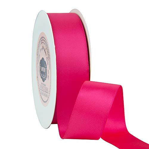 VATIN 1 inch Double Faced Polyester Satin Ribbon Shocking Pink - 25 Yard Spool, Perfect for Wedding, Wreath, Baby Shower,Packing and Other Projects