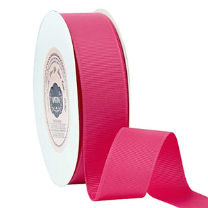 VATIN 1" Grosgrain Ribbon, 50-Yard,25 Yards Each Roll Perfect for Wedding Decor, Wreath, Baby Shower,Gift Package Wrapping and Other Projects Fuchsia