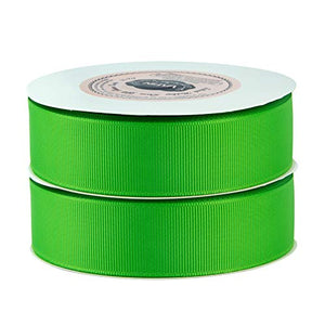 VATIN 1" Grosgrain Ribbon, 50-Yard,25 Yards Each Roll Perfect for Wedding Decor, Wreath, Baby Shower,Gift Package Wrapping and Other Projects Apple Green