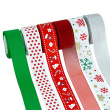 VATIN 100 Yards 1" Wide Christmas Ribbon Holiday Printed Grosgrain Organza Satin Ribbons Metallic Glitter Fabric Ribbons 18 Rolls for Xmas Gift Package Wrapping,Winter Season Festival DIY Crafts Decor