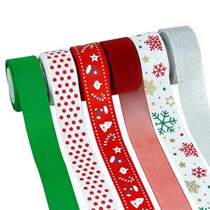 Red & White Festive Christmas Satin Ribbon - By the Yard