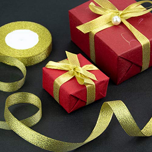 ABOOFAN 3 Rolls Ribbon Xmas Metal Wire Ties Gold Bows for Gift Wrapping  Glitter Wrapping Paper Balloon Pastry Box