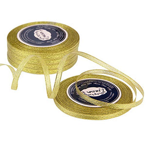 VATIN Glitter Metallic Gold Ribbon 5/8 inches Wide Sparkly Fabric Gorg –  Vatin Ribbon