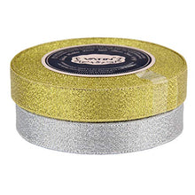 VATIN Glitter Metallic Gold Silver Ribbon 3/4 inches Wide Sparkly Fabric Gorgeous Ribbon for Gift Crafters Wedding Party Brithday Wrap Hair Bows Floral Projects 25 Yards/Roll x 2 Rolls