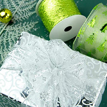 VATIN Christmas Wired Craft Ribbon, Holiday Party Assorted Organza, Lime Green Swirl Sheer Glitter Ribbon 48 Yards (Set of 8) by 2.5 Inch