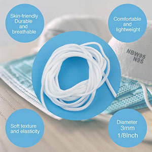 Ivory 1/4 Inch Elastic for Sewing Face Mask Skinny Elastic by the