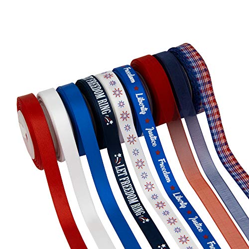 VATIN 18 Rolls Patriotic Ribbons 4th of July Printed Grosgrain Ribbons –  Vatin Ribbon