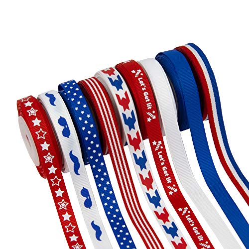 Red White and Blue Fabric Awareness Ribbons - 250 ribbons / bag