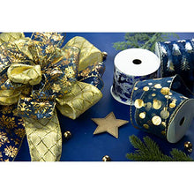 VATIN Christmas Tree Garland Ribbon, Holiday Party Assorted Organza, Navy Blue Swirl Sheer Glitter Ribbon 48 Yards (Set of 8) by 2.5 Inch