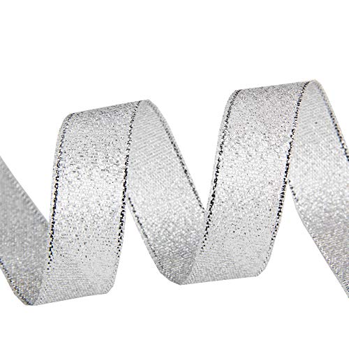 VATIN Glitter Metallic Silver Ribbon 5/8 inches Wide Sparkly Fabric Ri –  Vatin Ribbon