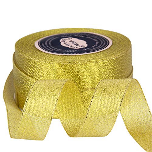 1 Inch Gold Halloween Ribbon. Sparkly Heilwiy Christmas Gold Ribbon For  Gift Wrapping. Fabric Curling Ribbon