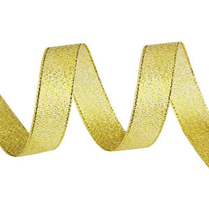  100 Yards Glitter Gold Ribbon 5/8 Inch, Sparkly Thin