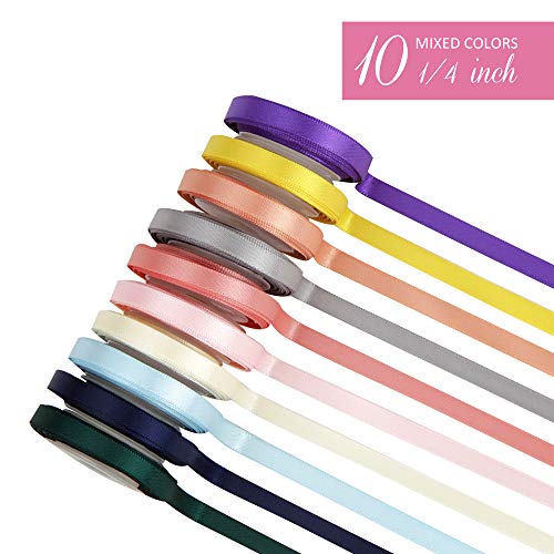 VATIN Solid Color Double Sided Polyester Satin Ribbon 10 Colors 1/4