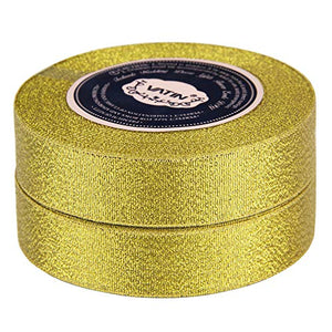 VATIN Glitter Metallic Gold Ribbon 1 inches Wide Sparkly Fabric Gorgeous Ribbon for Gift Crafters Wedding Party Brithday Wrap Hair Bows Floral Projects 25 Yards/Roll x 2 Rolls