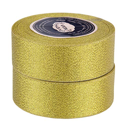 Gold Glitz Metallic Ribbon, 1 x 25yds, 12 Rolls/Box - Fisch Floral Supply
