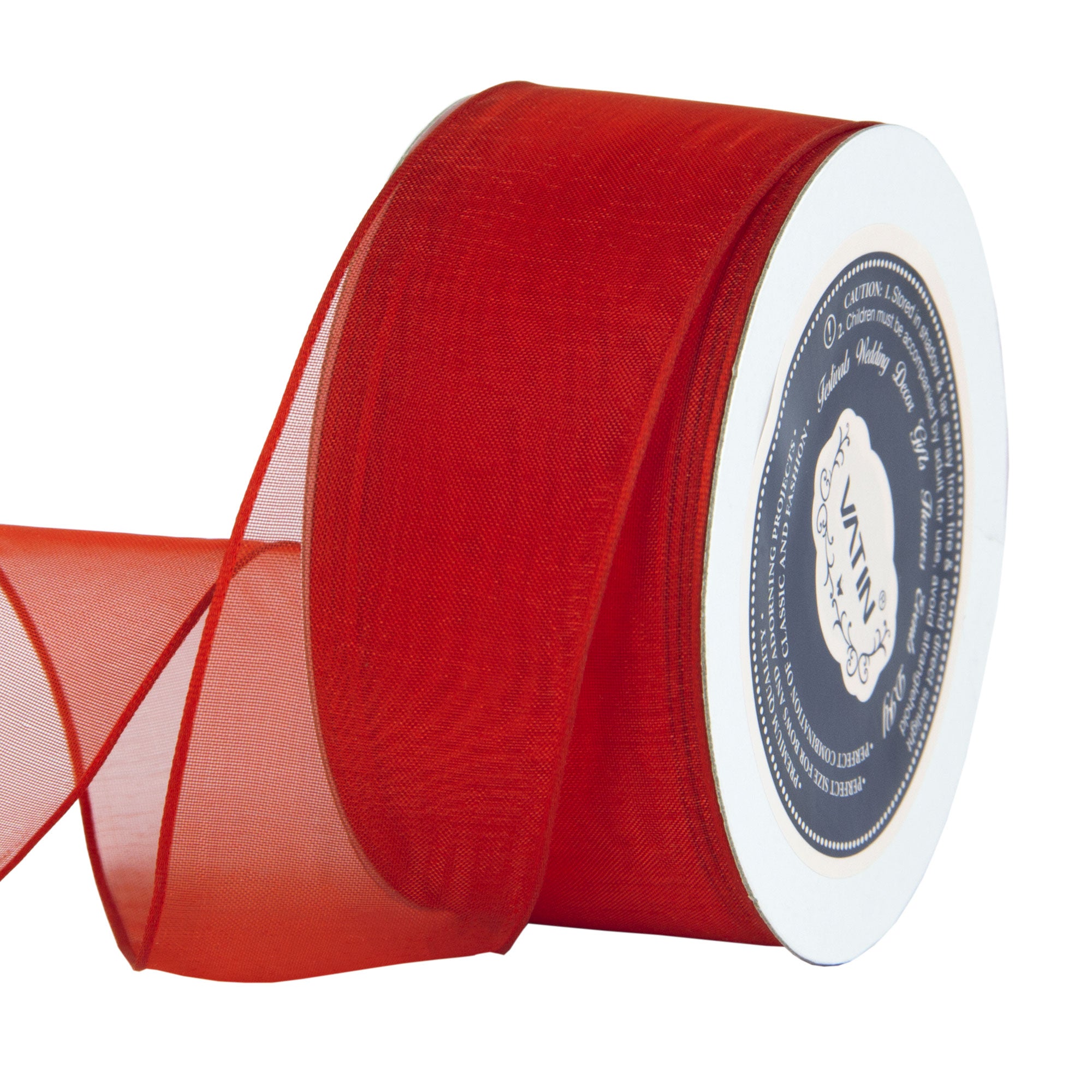 Red Satin Wired Ribbon 1 1/2 X 25 Yards