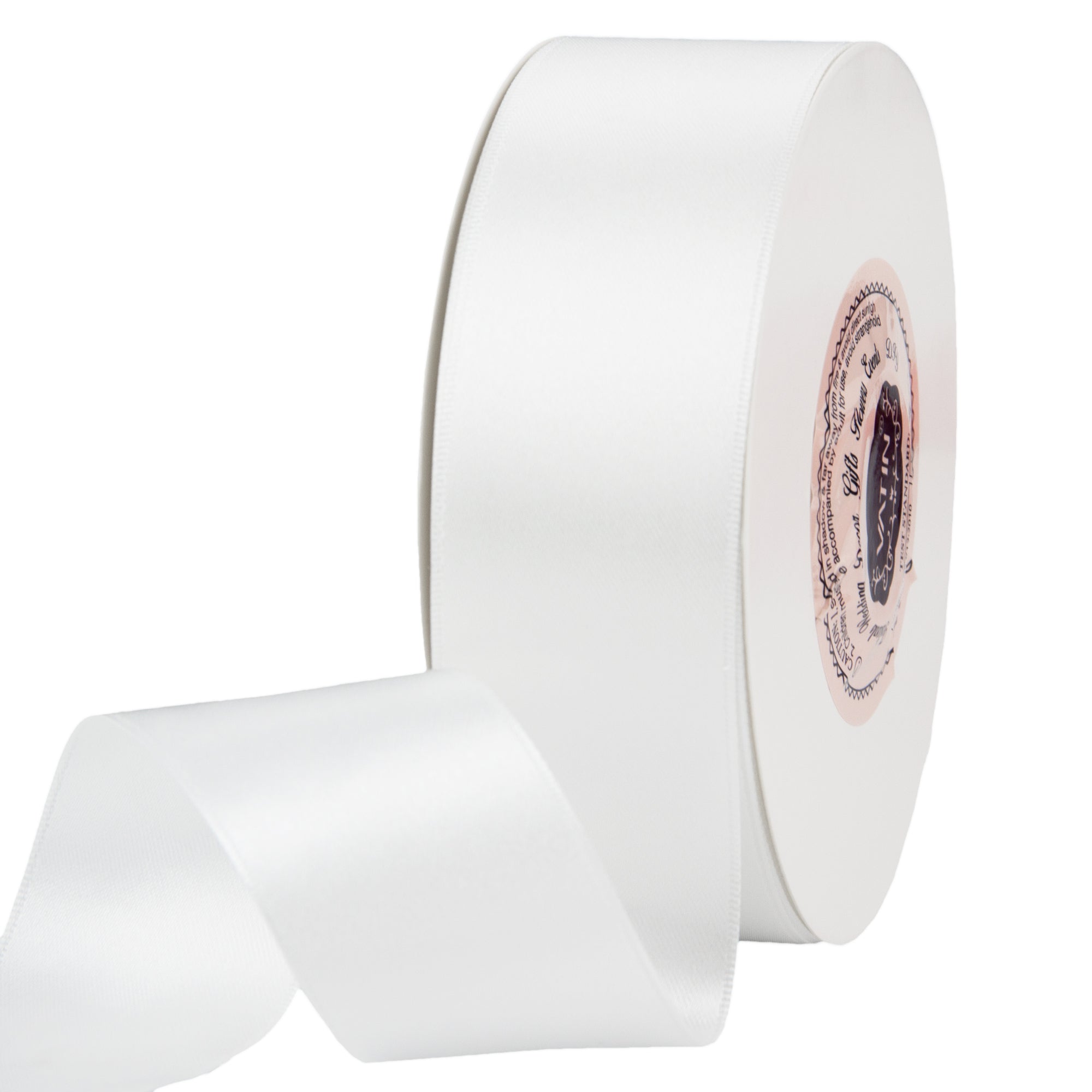 ROLL OF 2 YARDS,6 INCHES OF WHITE DOUBLE SIDED SATIN RIBBON 1 1/2 WIDE NEW